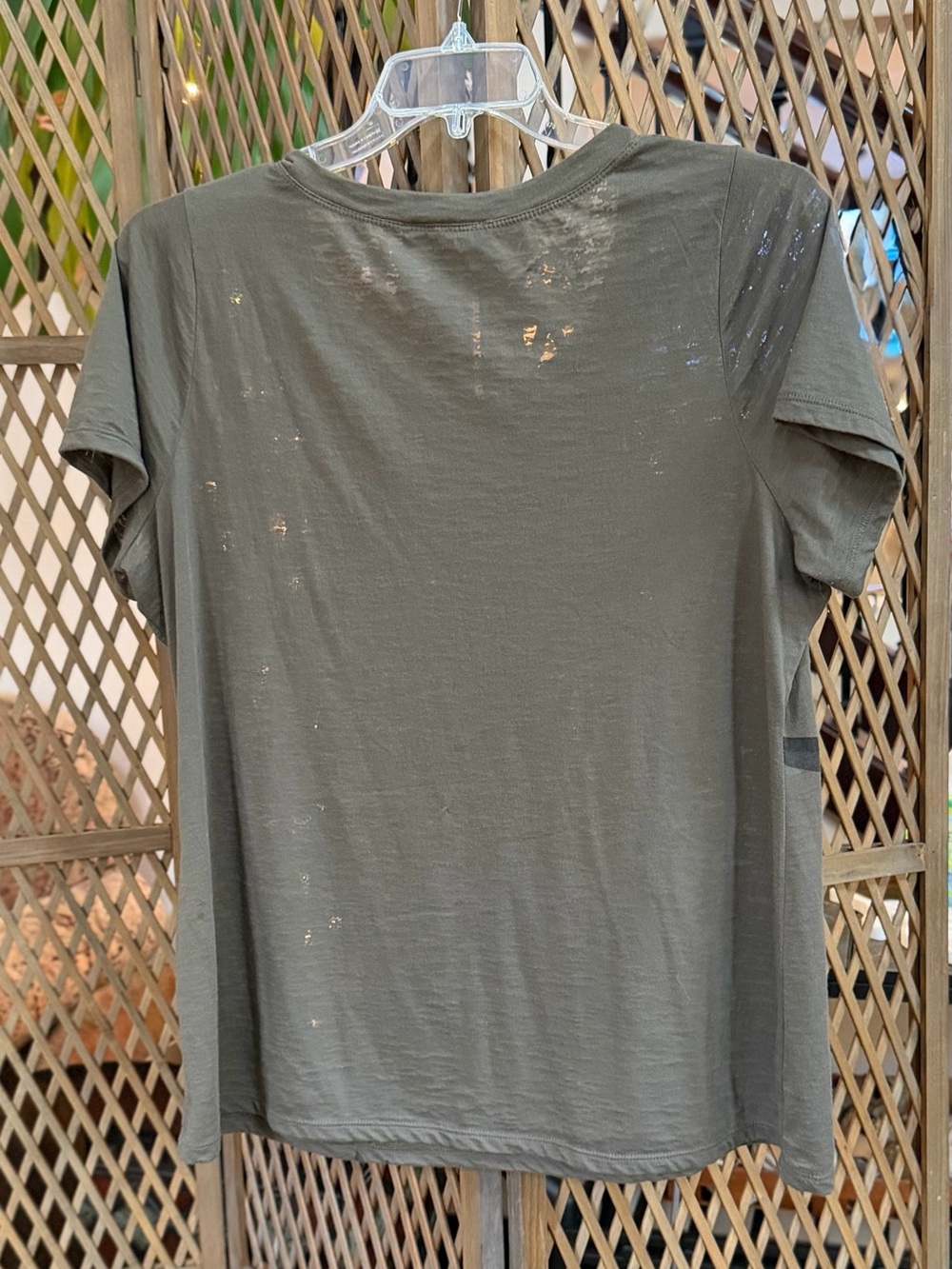 INC International Concepts Olive Floral Short Sleeve Tee with Sequin Accent - Picture 4 of 4